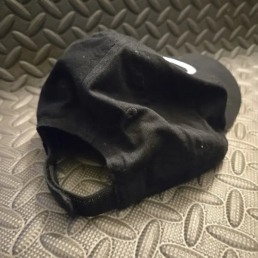 Nike Toddler Hat Black White Swoosh Hook and Loop Strap Cap